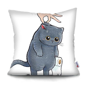 Funny Cute Cat Plush Cushion Pillow Covers Cat Pillow Cases Animal Kitty Pillowcase Cotton Linen Cushion Cover For Couch Cover Pillows Cases For Sofa Home Decoration Pillowcase Polyester Throw Pillow Case 45x45CM