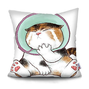 Funny Cute Cat Plush Cushion Pillow Covers Cat Pillow Cases Animal Kitty Pillowcase Cotton Linen Cushion Cover For Couch Cover Pillows Cases For Sofa Home Decoration Pillowcase Polyester Throw Pillow Case 45x45CM