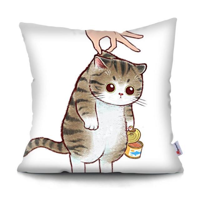 Funny Cute Cat Plush Cushion Pillow Covers Cat Pillow Cases Animal Kitty Pillowcase Cotton Linen Cushion Cover For Couch Cover Pillows Cases For Sofa Home Decoration Pillowcase Polyester Throw Pillow Case 45x45CM