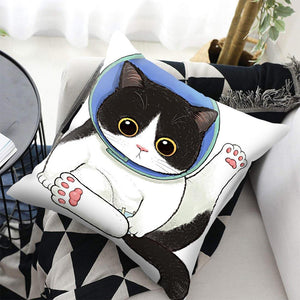Funny Cute Cat Plush Cushion Pillow Covers Cat Pillow Cases Animal Kitty Pillowcase Cotton Linen Cushion Cover For Couch Cover Pillows Cases For Sofa Home Decoration Pillowcase Polyester Throw Pillow Case 45x45CM