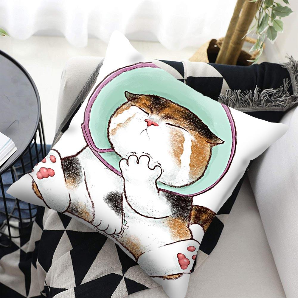 Funny Cute Cat Plush Cushion Pillow Covers Cat Pillow Cases Animal Kitty Pillowcase Cotton Linen Cushion Cover For Couch Cover Pillows Cases For Sofa Home Decoration Pillowcase Polyester Throw Pillow Case 45x45CM