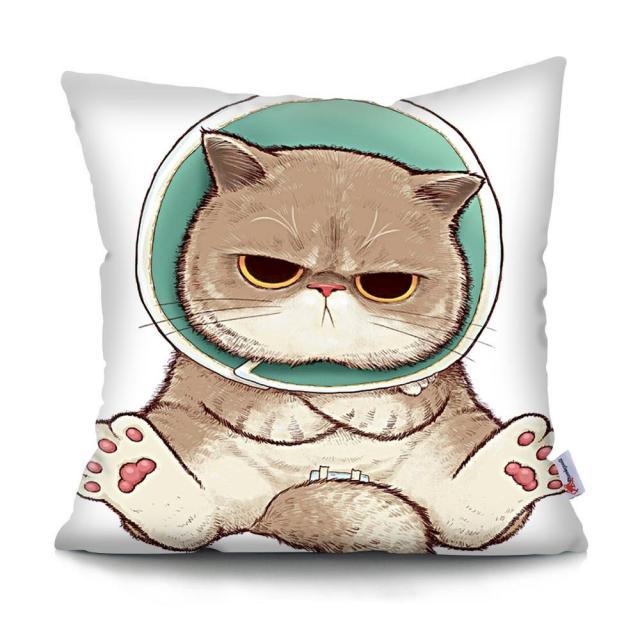 Funny Cute Cat Plush Cushion Pillow Covers Cat Pillow Cases Animal Kitty Pillowcase Cotton Linen Cushion Cover For Couch Cover Pillows Cases For Sofa Home Decoration Pillowcase Polyester Throw Pillow Case 45x45CM