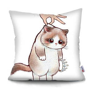 Funny Cute Cat Plush Cushion Pillow Covers Cat Pillow Cases Animal Kitty Pillowcase Cotton Linen Cushion Cover For Couch Cover Pillows Cases For Sofa Home Decoration Pillowcase Polyester Throw Pillow Case 45x45CM