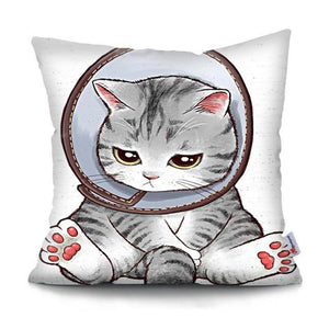 Funny Cute Cat Plush Cushion Pillow Covers Cat Pillow Cases Animal Kitty Pillowcase Cotton Linen Cushion Cover For Couch Cover Pillows Cases For Sofa Home Decoration Pillowcase Polyester Throw Pillow Case 45x45CM