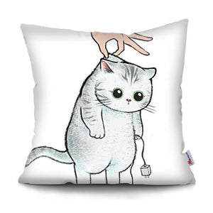 Funny Cute Cat Plush Cushion Pillow Covers Cat Pillow Cases Animal Kitty Pillowcase Cotton Linen Cushion Cover For Couch Cover Pillows Cases For Sofa Home Decoration Pillowcase Polyester Throw Pillow Case 45x45CM