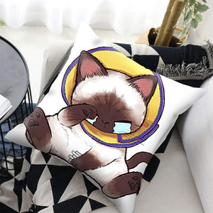 Funny Cute Cat Plush Cushion Pillow Covers Cat Pillow Cases Animal Kitty Pillowcase Cotton Linen Cushion Cover For Couch Cover Pillows Cases For Sofa Home Decoration Pillowcase Polyester Throw Pillow Case 45x45CM