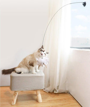 Funny Feather Bird with Bell Cat Stick Toy for Kitten Playing Teaser Wand Toy Cat Supplies Interactive Wiggle Moving Cat Kicker Toy with Plush Interactive Cat Toys Fun Toy For Cat Exercise