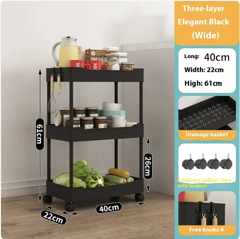 Multi-Tier Kitchen Floor Standing Storage Cart