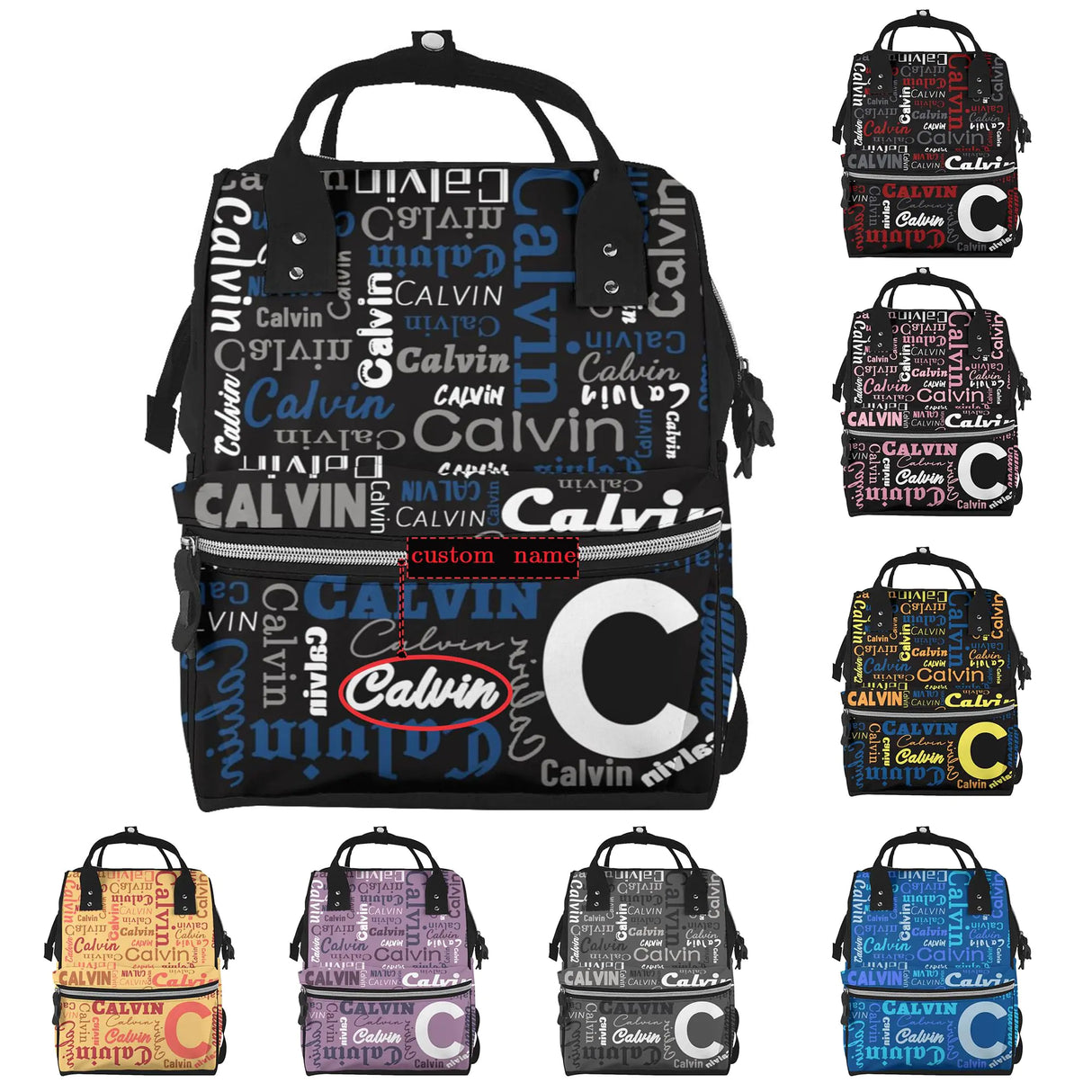 WLRUEZN Personalized Name Large Capacity Diaper Bag for Women Men Custom Backpack Customized Fashion Daypack Shoulder Bag for Shopping Travel Camping Work Office