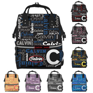 WLRUEZN Personalized Name Large Capacity Diaper Bag for Women Men Custom Backpack Customized Fashion Daypack Shoulder Bag for Shopping Travel Camping Work Office