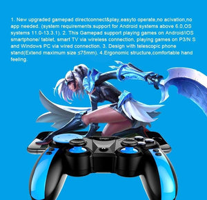Gamepad Wireless Bluetooth Mobile Game Controller Joystick For Phone Android iOS PC Mobile Game Controller, Wireless Bluetooth Gamepad Joystick Multimedia Game Controller Compatible with Android Perfect for The Most Games