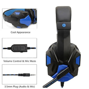 Gaming Red Black Wired Headset Stereo Gamer Headphone  Noise Cancelling Over Ear Headphones With Mic LED Light Bass Surround Soft Memory Earmuffs For Laptop