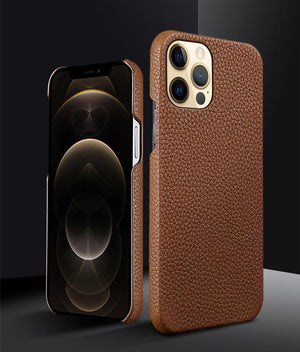 Genuine Leather Phone Case for iPhone 13 14 Pro Max 12 Mini 12 Pro Max Back Cover Neon Orange Silicone Phone Cover Wireless Charging Compatible Shockproof Protective Case for iPhone