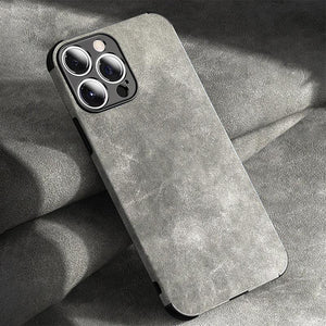 Genuine Vintage Brown Leather Case for iPhone  Luxury PU Leather Case For iPhone 13 12 11 14 Pro Max Mini XR XS X 8 7 Plus SE Soft Silicon Shockproof Phone Cover