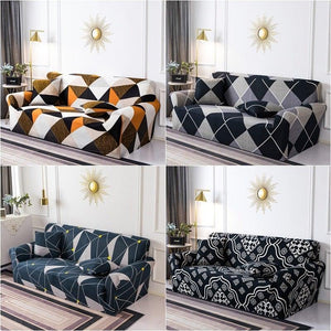 Geometric Sofa Covers Stretch Plaid Sofa Slipcovers for Living Room Elastic Sofa Cover Couch Armchair Cover Towel 1 2 3 4 Seater Slipcover For Sofas Loveseat Armchair Living Room Universal Furniture