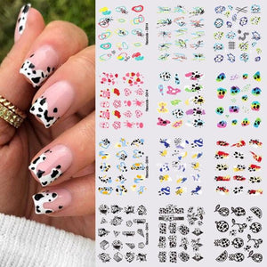 Geometrics Blue Flower Leaves Water Decals Stickers Special Floral Transfer Slider For Nails Decoration Nail Art Stickers Black White Flower Palm Leaf Nail Self-Adhesive Decals Nail Stickers Water Transfer Fresh Nail Decals for Nail Art Butterfly Palm