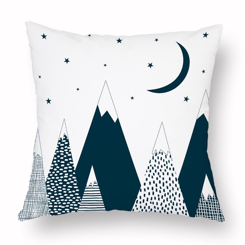 Geometry Cushion Cover Trees Cactus Bear Star Pattern Cushion Cover Pillowcase Cotton Pillow Sofa Throw White Printed Print Decorative Pillow Covers For Sofa Bed Sweet Home Decor Case 45x45CM