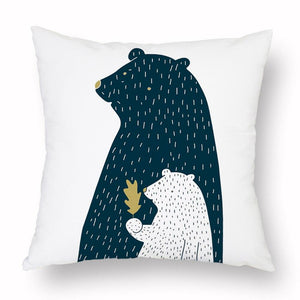 Geometry Cushion Cover Trees Cactus Bear Star Pattern Cushion Cover Pillowcase Cotton Pillow Sofa Throw White Printed Print Decorative Pillow Covers For Sofa Bed Sweet Home Decor Case 45x45CM