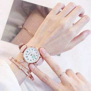Girl Cute Watch Analog Childrens Quartz Comfortable Watch Girl Elementary School Fashion Girl Analog Watch Unisex Wrist Watches Stainless Steel Dial Leather Strap Watches Quartz Fashion Watch