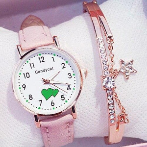 Girl Cute Watch Analog Childrens Quartz Comfortable Watch Girl Elementary School Fashion Girl Analog Watch Unisex Wrist Watches Stainless Steel Dial Leather Strap Watches Quartz Fashion Watch