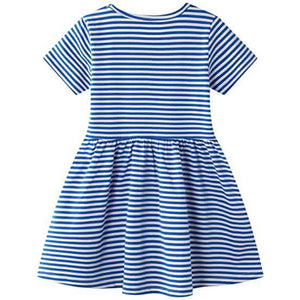 Girl's Cotton Casual Striped Jersey Dress