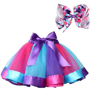 Girl's Layered Ballet Tulle Rainbow Tutu Skirt