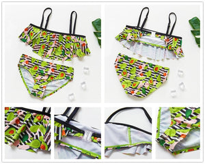 Girls Swimsuit High quality Girls swimwear Two pieces Kids Bikini Set Swimming Suit For Children Girls Swimsuit Flounce Bikini Set 2 Piece Swimwear Watermelon Ruffle Bathing Suits