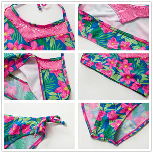 Girls Swimsuit Kids Swimwear Cute Print Kids Bikini Sets Girls Swimsuits Two Piece Bathing Suit Sets 3D Printed Swimwear Ruffle Style Children Swimwear Kids Beach Wear 2-16 Year