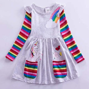Girls' Unicorn Rainbow Flower Dress