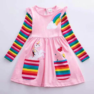 Girls' Unicorn Rainbow Flower Dress