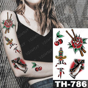 Gladiator Temporary Tattoo Sticker Flower Waterproof Big Modern Womens Mens Body Tattoo Luxury Design