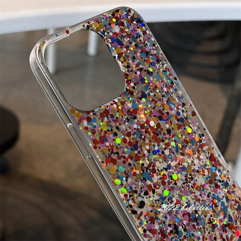 Glitter Sequins Slim Phone Case For iPhone 11 12 13 X XR XS Max 7 8 Plus Shining Clear Soft Silicone Cover Glitter Camera Lens Case, Cute Shiny Diamond Slim Clear Back Cover and Matte Cushioned Silicone Shockproof Case