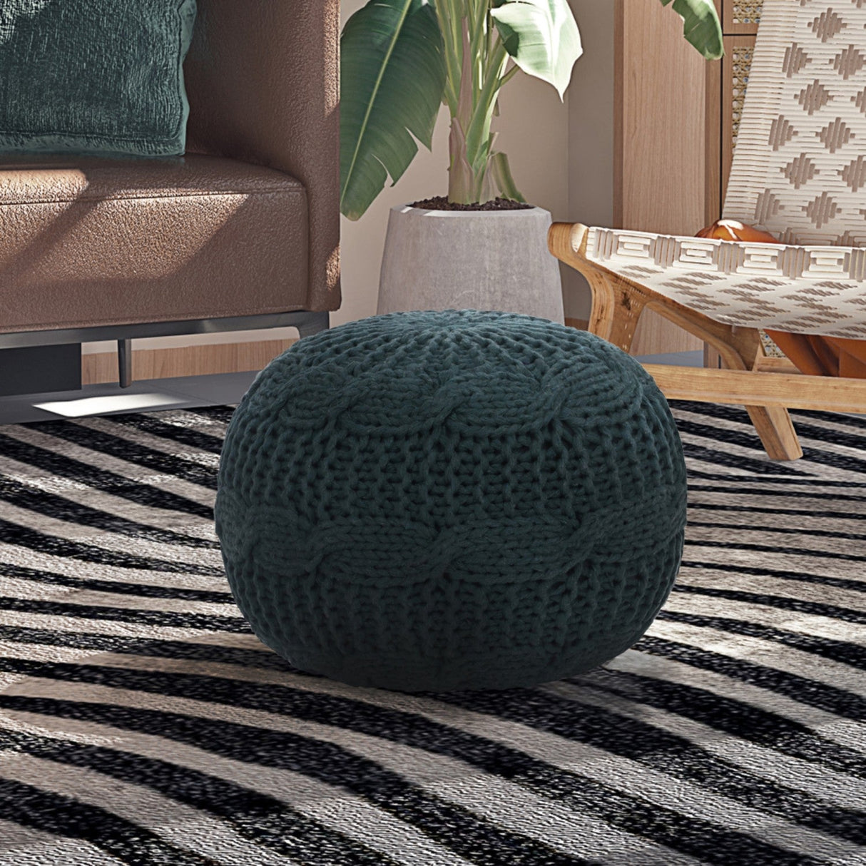 Samiyah Hand Knitted Pouf