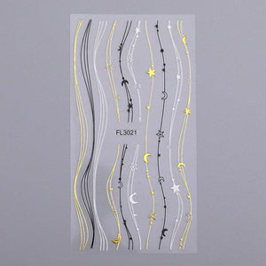 Gold 3D Nail Sticker Curve Stripe Lines Nails Stickers Gradient Adhesive Striping Tape Nail Foil Nail Art Stickers Decals Silver Strip Line Nail Decal Self-Adhesive 3D Wave Decal Decoration Metallic Curve Design Decoration for Women Girls