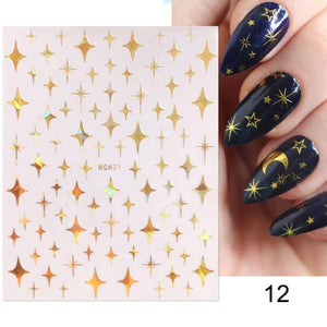 Gold Christmas Snowflake 3D Nail Stickers Sparkly Iridescent Silver Xmas Tree Elk Deer Transfer Sliders Winter Nails Accessories Design Decor Tip Transfer Nail Decals Sticker For Pretty Girl Self-Adhesive Nail Decals Designer Nail Stickers