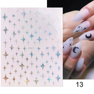Gold Christmas Snowflake 3D Nail Stickers Sparkly Iridescent Silver Xmas Tree Elk Deer Transfer Sliders Winter Nails Accessories Design Decor Tip Transfer Nail Decals Sticker For Pretty Girl Self-Adhesive Nail Decals Designer Nail Stickers