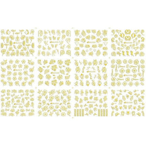Gold Moon Star 3D Nail Stickers Ultra-thin Adhesive Decals Nail Art Decorations Stamping Manicure Nails Stickers Tool 3d Nail Decal Stickers Manicure Nail Art Decoration Accessories Holographic Old English Character Nail Self-Adhesive Sticker