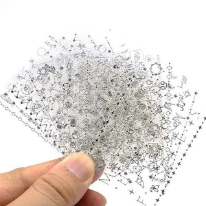 Gold Moon Star 3D Nail Stickers Ultra-thin Adhesive Decals Nail Art Decorations Stamping Manicure Nails Stickers Tool 3d Nail Decal Stickers Manicure Nail Art Decoration Accessories Holographic Old English Character Nail Self-Adhesive Sticker