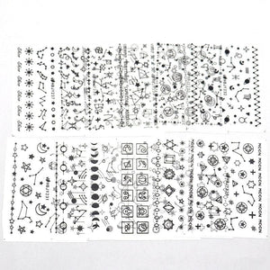 Gold Moon Star 3D Nail Stickers Ultra-thin Adhesive Decals Nail Art Decorations Stamping Manicure Nails Stickers Tool 3d Nail Decal Stickers Manicure Nail Art Decoration Accessories Holographic Old English Character Nail Self-Adhesive Sticker