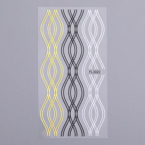 Gold Silver 3D Nail Sticker Curve Stripe Lines Nails Stickers Gradient Adhesive Striping Tape Nail Art Stickers Decal Decoration Metallic Curve Strip Line Nail Decal Self-Adhesive 3D Wave Design Decoration for Women Girls