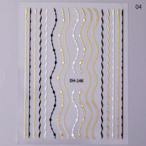 Gold Silver 3D Nail Sticker Curve Stripe Lines Nails Stickers Gradient Adhesive Striping Tape Nail Art Stickers Decal Decoration Metallic Curve Strip Line Nail Decal Self-Adhesive 3D Wave Design Decoration for Women Girls