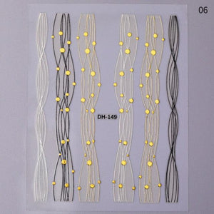 Gold Silver 3D Nail Sticker Curve Stripe Lines Nails Stickers Gradient Adhesive Striping Tape Nail Art Stickers Decal Decoration Metallic Curve Strip Line Nail Decal Self-Adhesive 3D Wave Design Decoration for Women Girls
