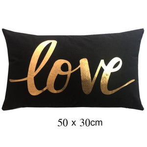 Golden Love Leaves Bronzing Cushion Decorative Pillow Black And Gold Pillow Cover Home Pillowcases Velvet Home Decor Sofa Pillows Cover 45x45CM