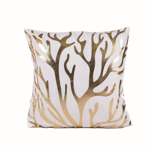 Golden Love Leaves Bronzing Cushion Decorative Pillow Black And Gold Pillow Cover Home Pillowcases Velvet Home Decor Sofa Pillows Cover 45x45CM