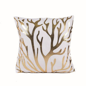 Golden Love Leaves Bronzing Cushion Decorative Pillow Black And Gold Pillow Cover Home Pillowcases Velvet Home Decor Sofa Pillows Cover 45x45CM