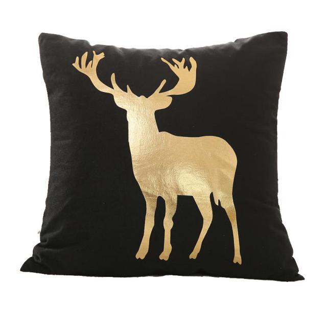 Golden Love Leaves Bronzing Cushion Decorative Pillow Black And Gold Pillow Cover Home Pillowcases Velvet Home Decor Sofa Pillows Cover 45x45CM