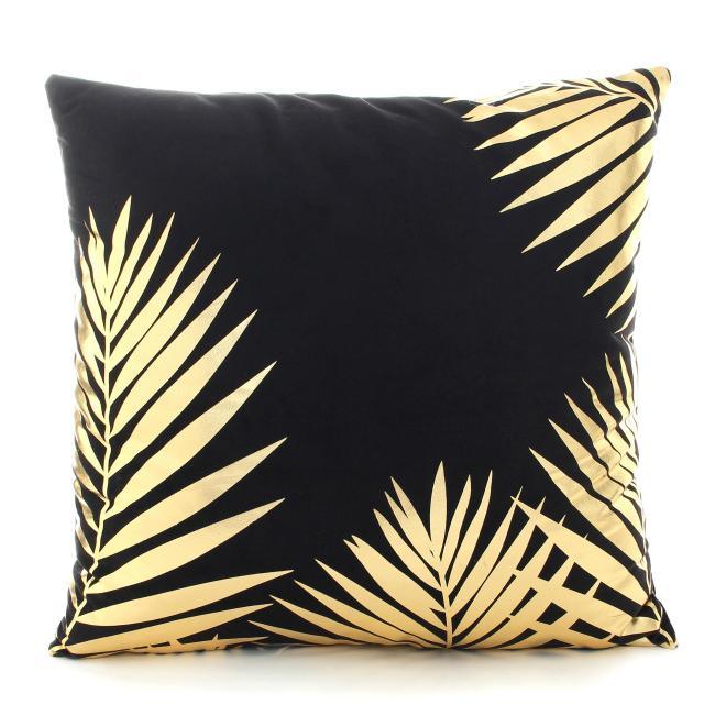 Golden Love Leaves Bronzing Cushion Decorative Pillow Black And Gold Pillow Cover Home Pillowcases Velvet Home Decor Sofa Pillows Cover 45x45CM