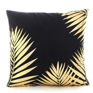 Golden Love Leaves Bronzing Cushion Decorative Pillow Black And Gold Pillow Cover Home Pillowcases Velvet Home Decor Sofa Pillows Cover 45x45CM
