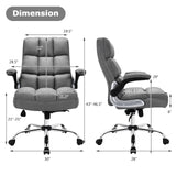 Adjustable Swivel Office Chair with High Back and Flip-up Arm for Home and Office-Beige