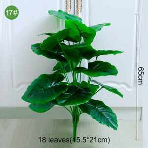 Green Artificial Palm Leaves Plastic Tropical Tree Fake  Indoor Outdoor Garden Home Outdoor Decorations